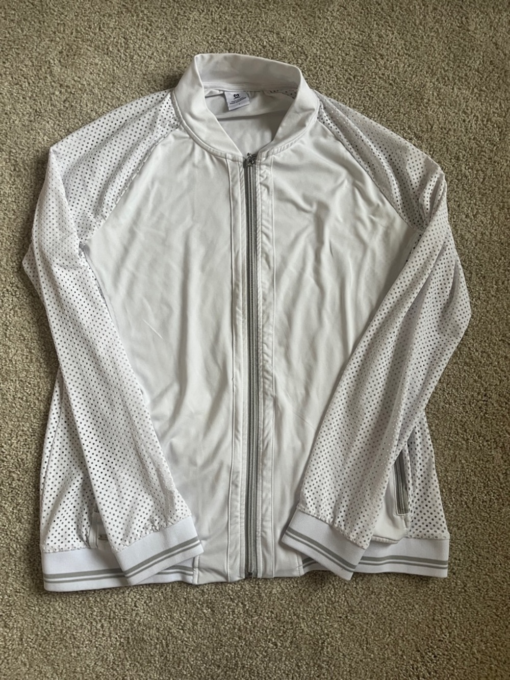 Daily Practice | Women’s White Perforated Jacket - Lightweight Zip Front